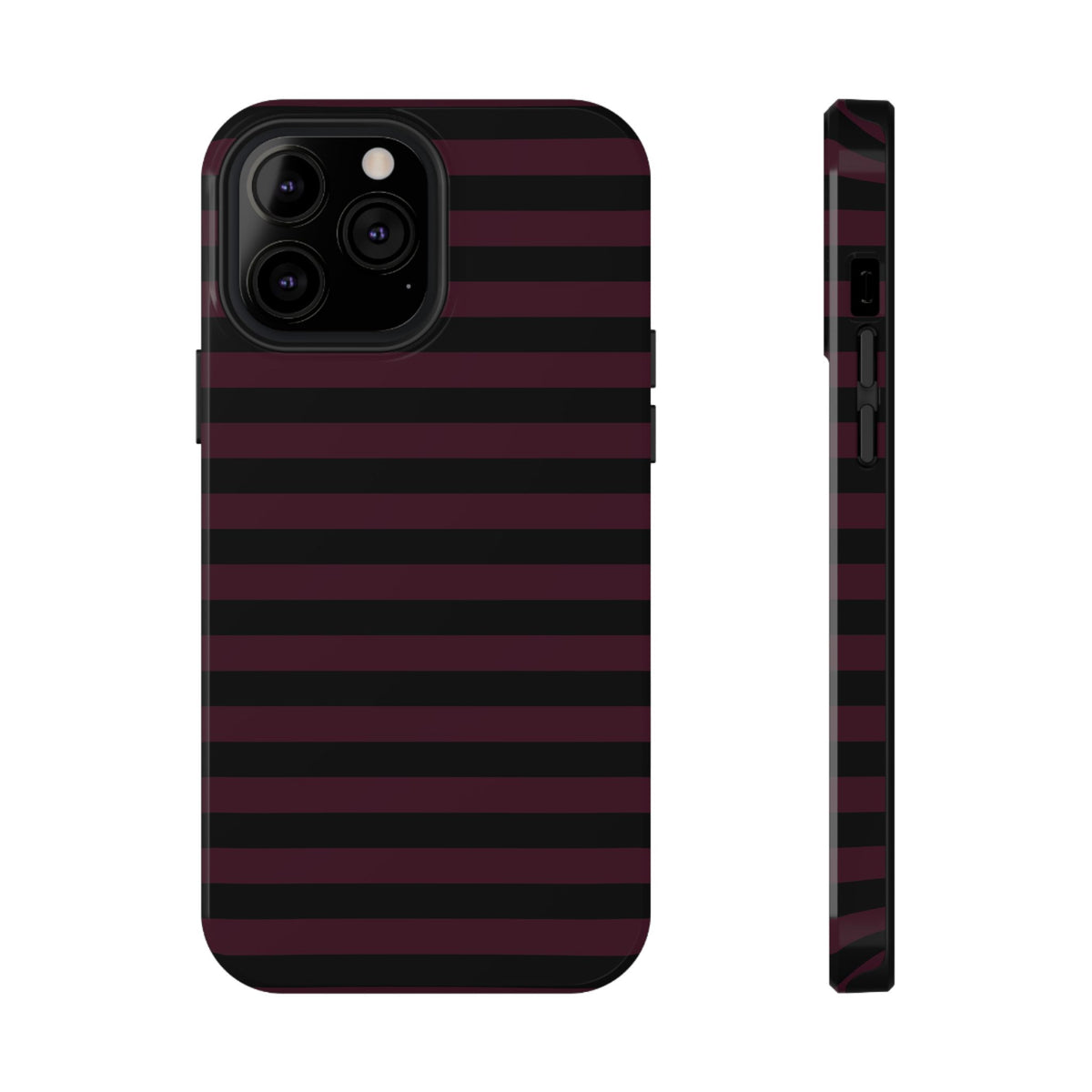 Burgundy and Black Stripes MagSafe Tough iPhone Case