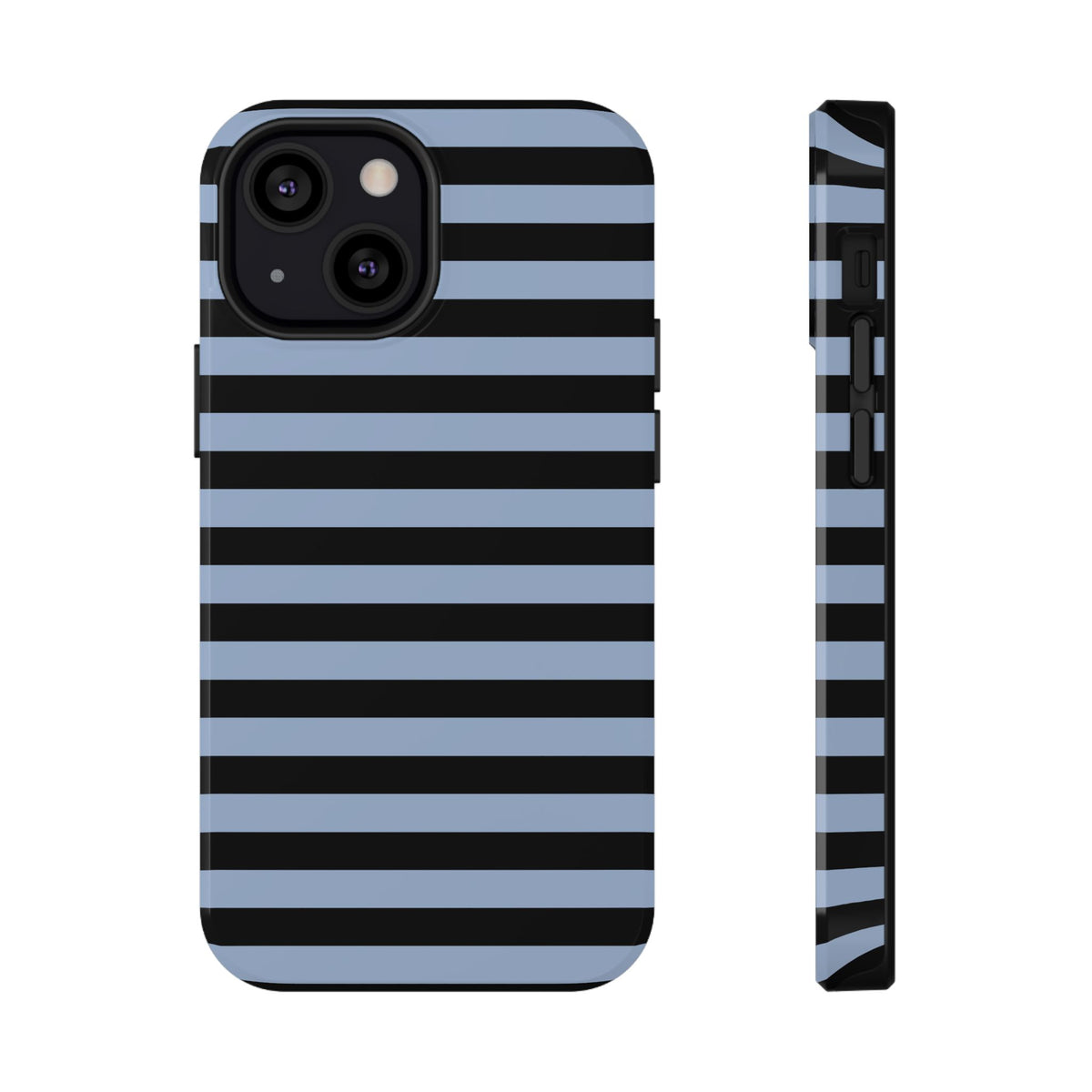 Faded Blue and Black Stripes MagSafe Tough iPhone Case