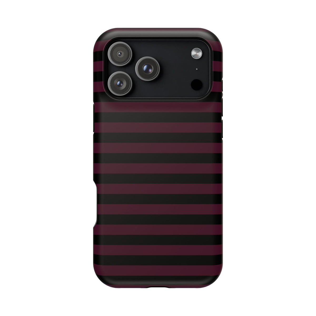 Burgundy and Black Stripes MagSafe Tough iPhone Case