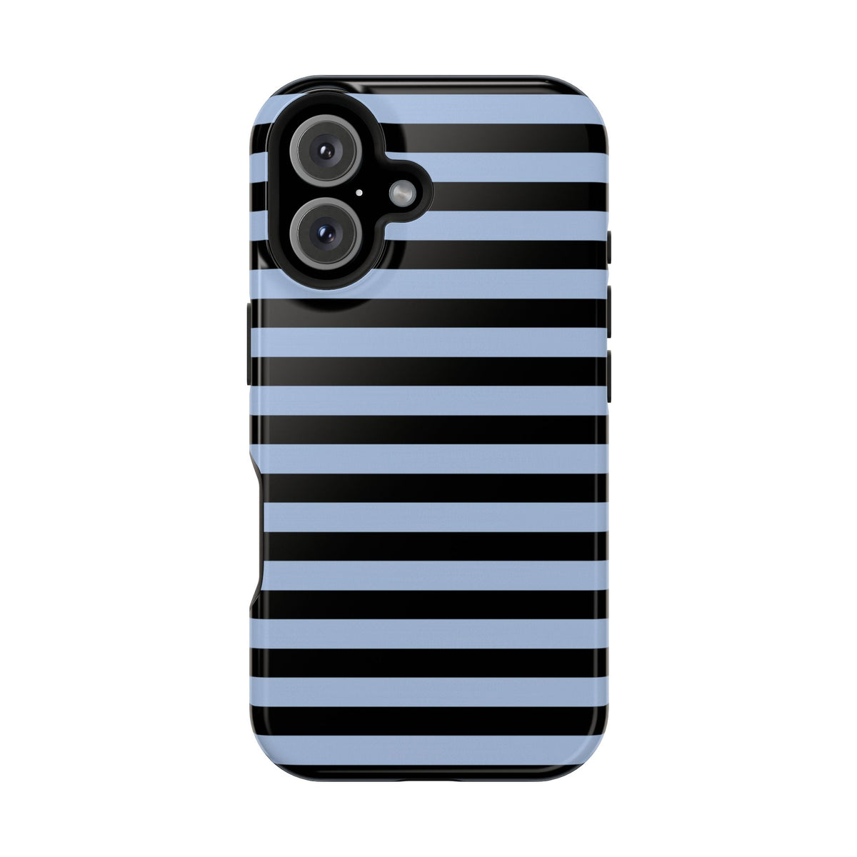 Faded Blue and Black Stripes MagSafe Tough iPhone Case