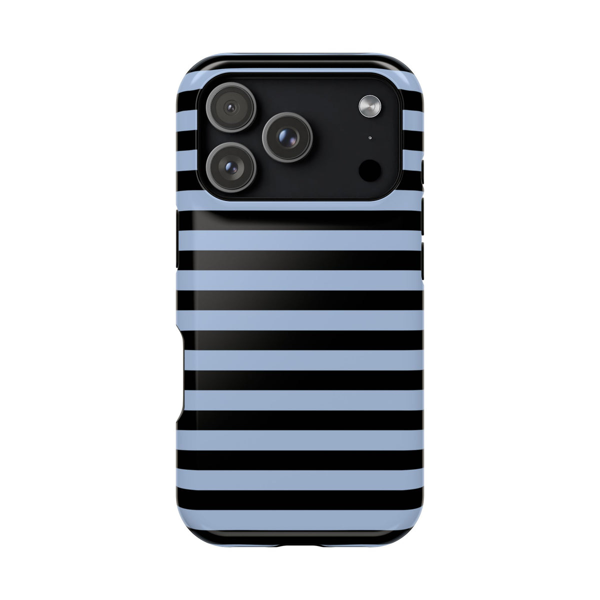 Faded Blue and Black Stripes MagSafe Tough iPhone Case