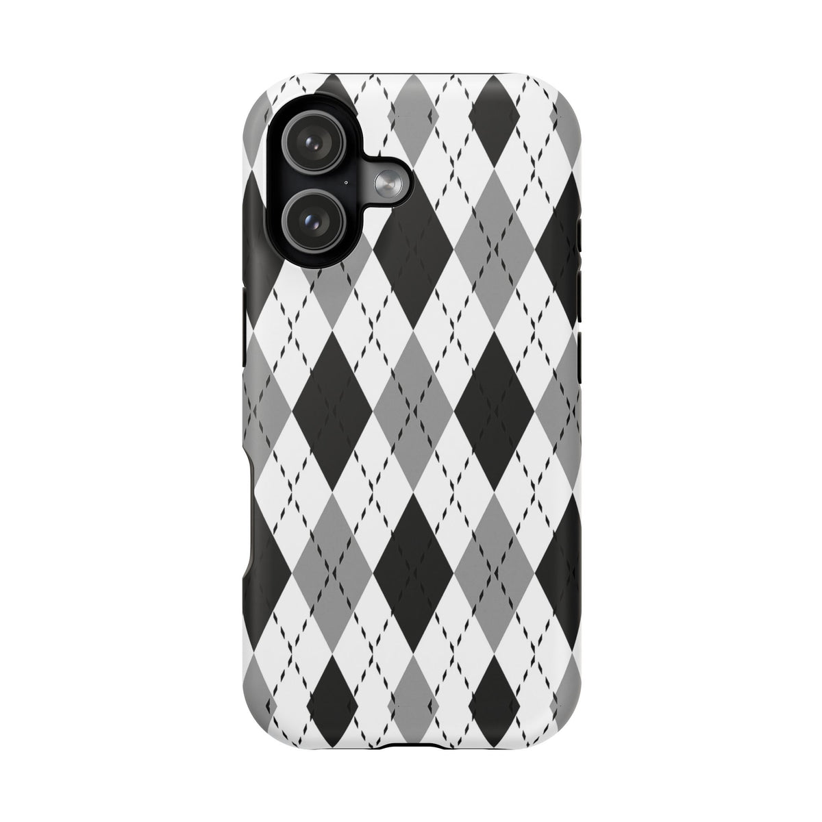 Monochrome Argyle MagSafe Tough iPhone Case