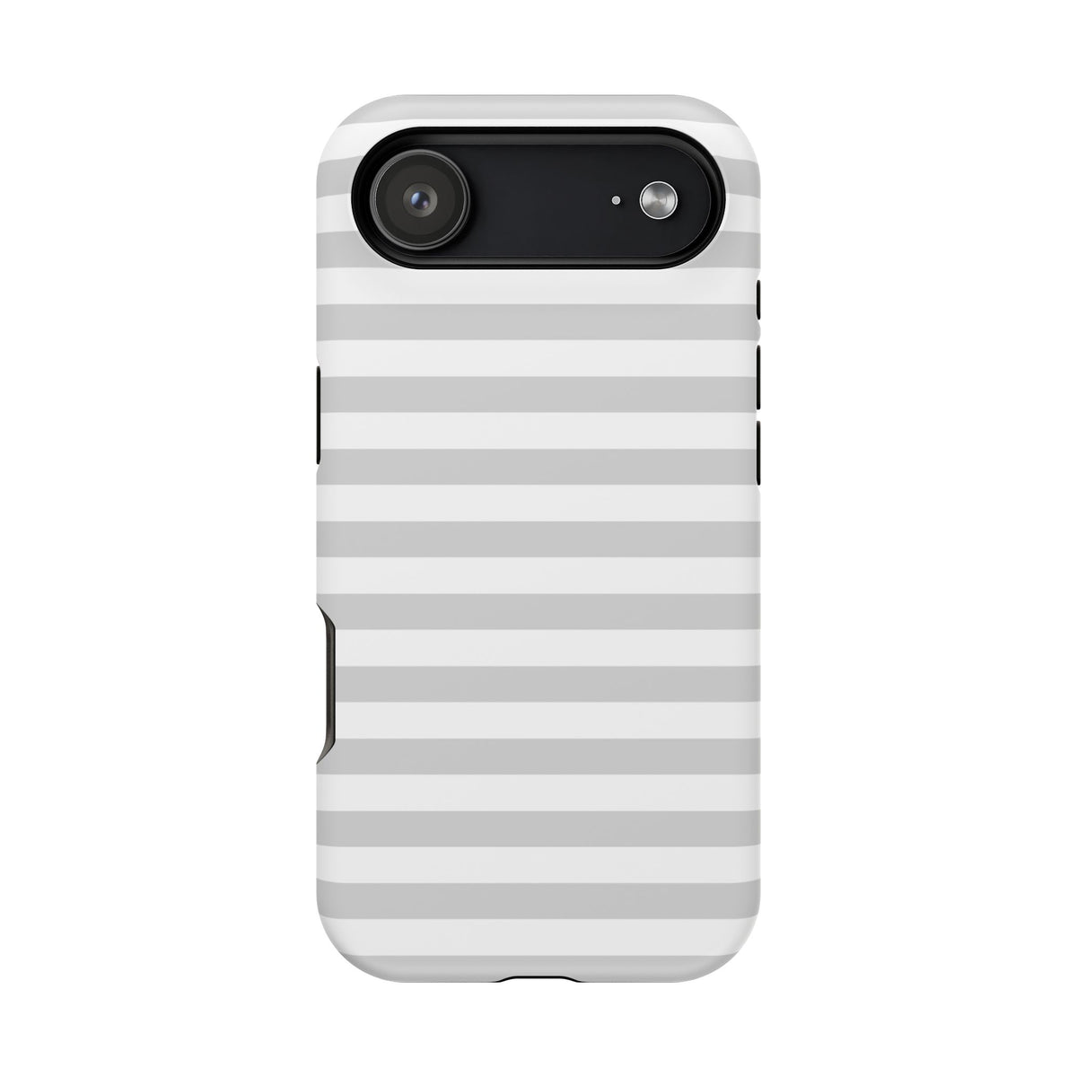 White and Grey Stripes MagSafe Tough iPhone Case