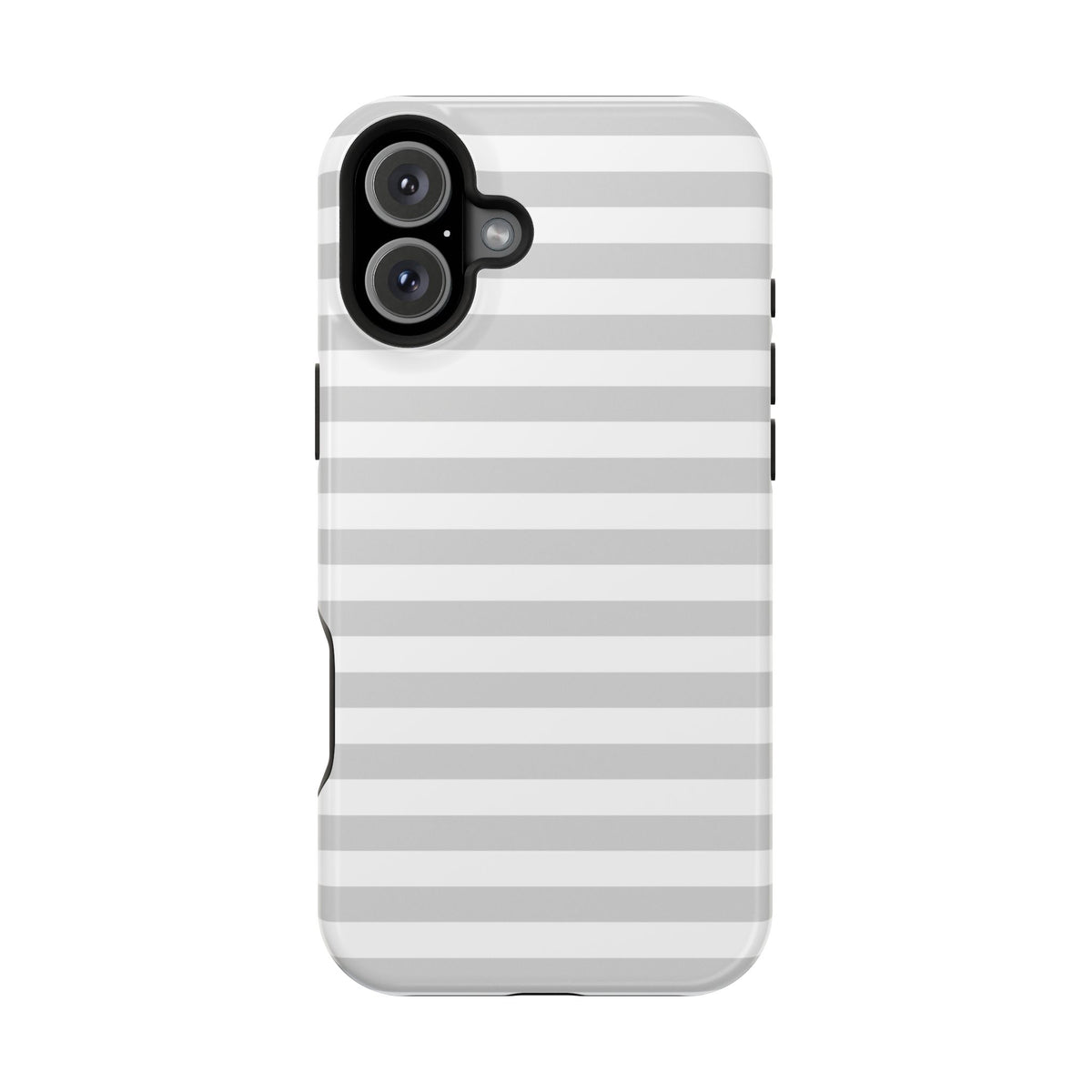 White and Grey Stripes MagSafe Tough iPhone Case