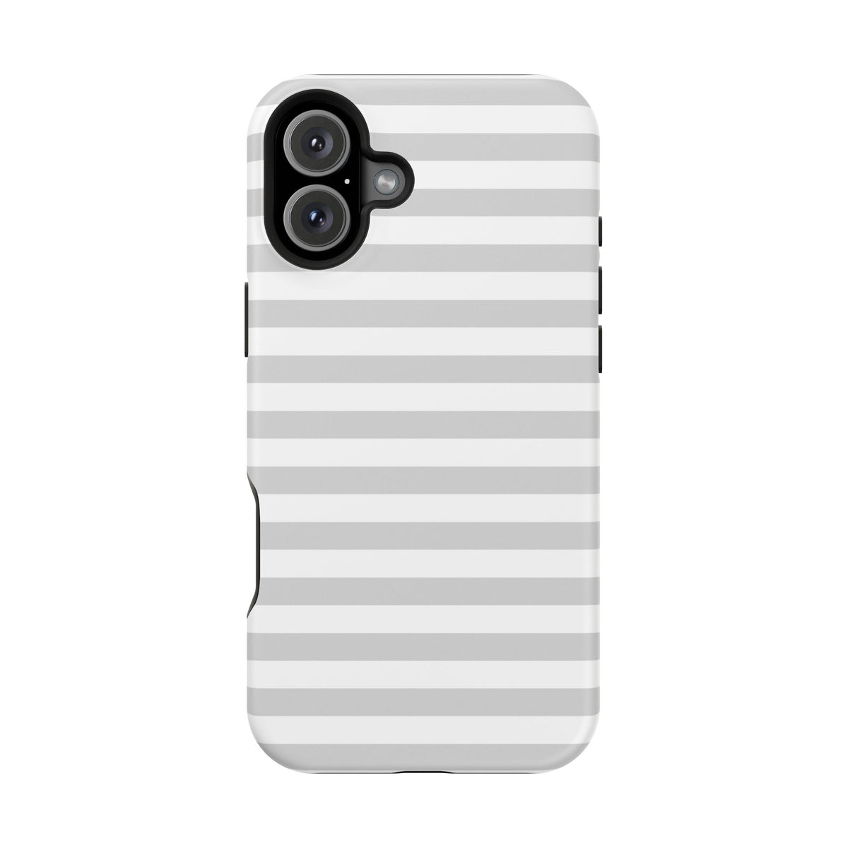 White and Grey Stripes MagSafe Tough iPhone Case