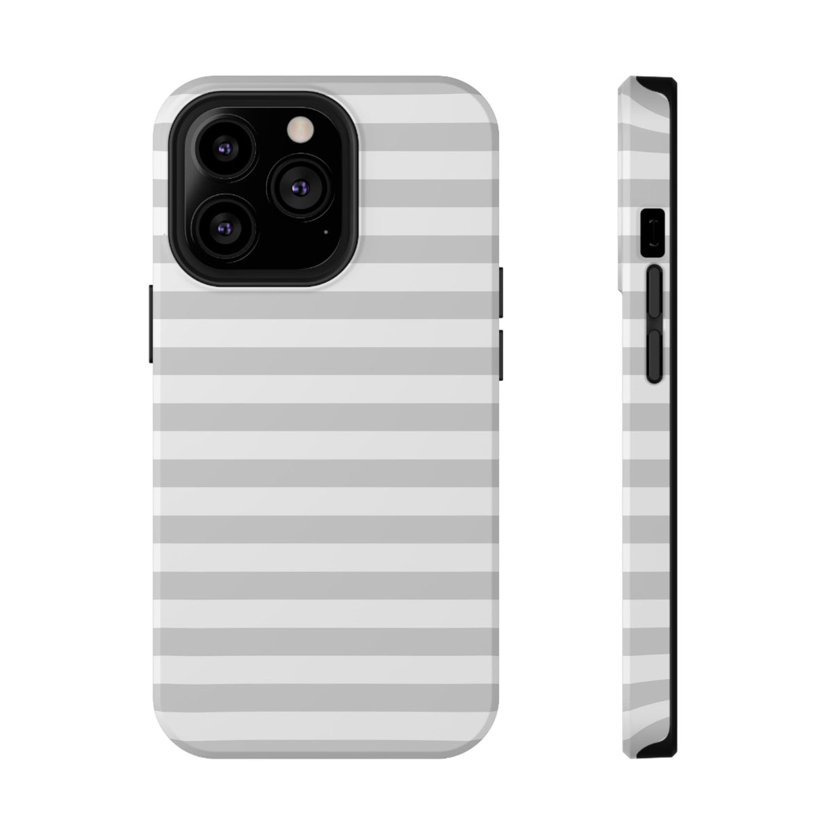 White and Grey Stripes MagSafe Tough iPhone Case