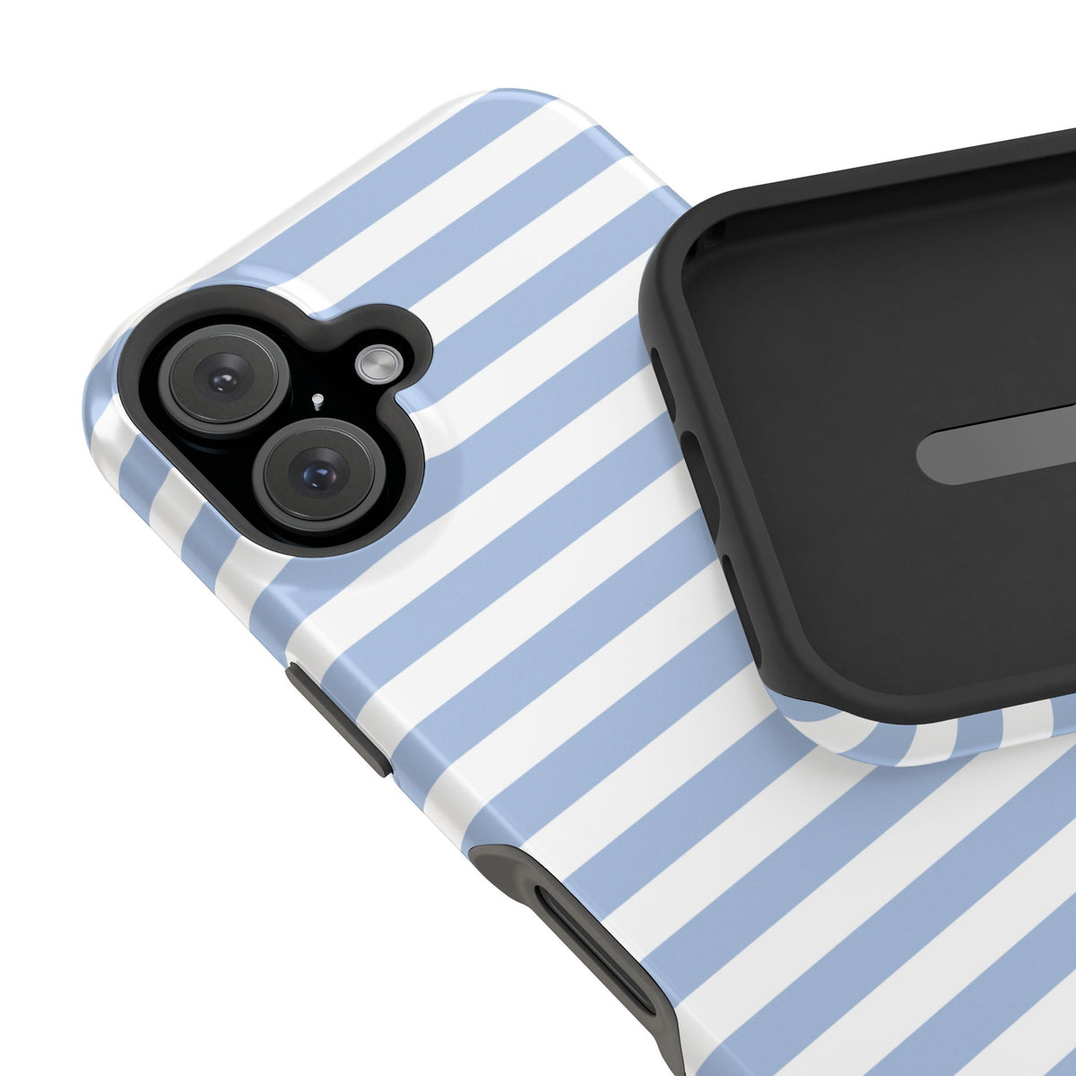 White and Blue Stripes MagSafe Tough iPhone Case