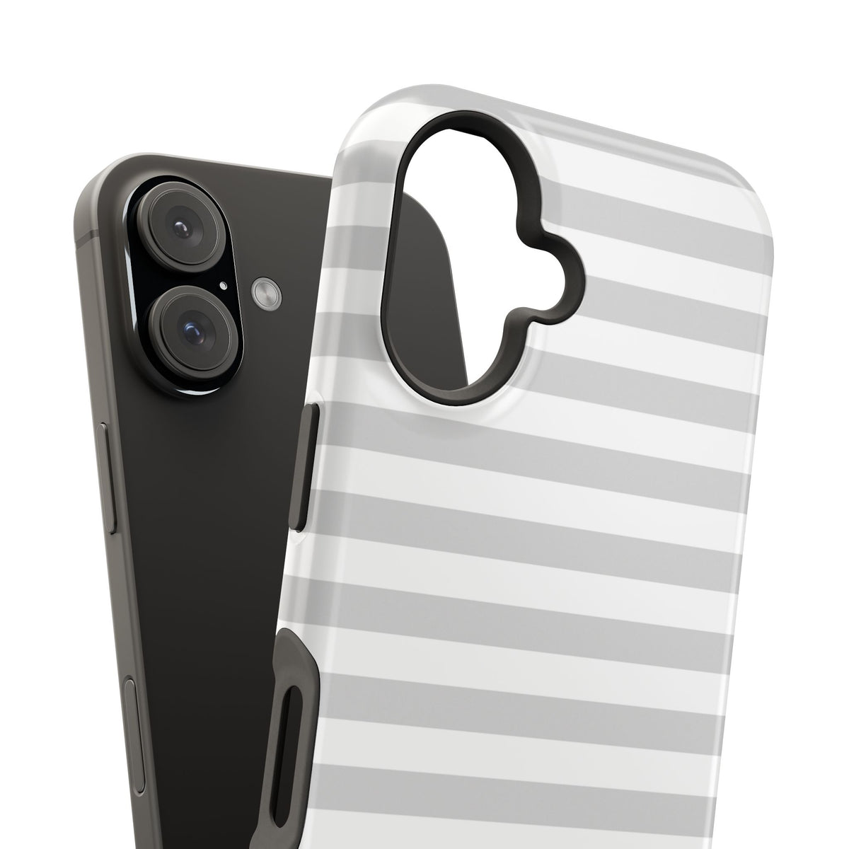 White and Grey Stripes MagSafe Tough iPhone Case