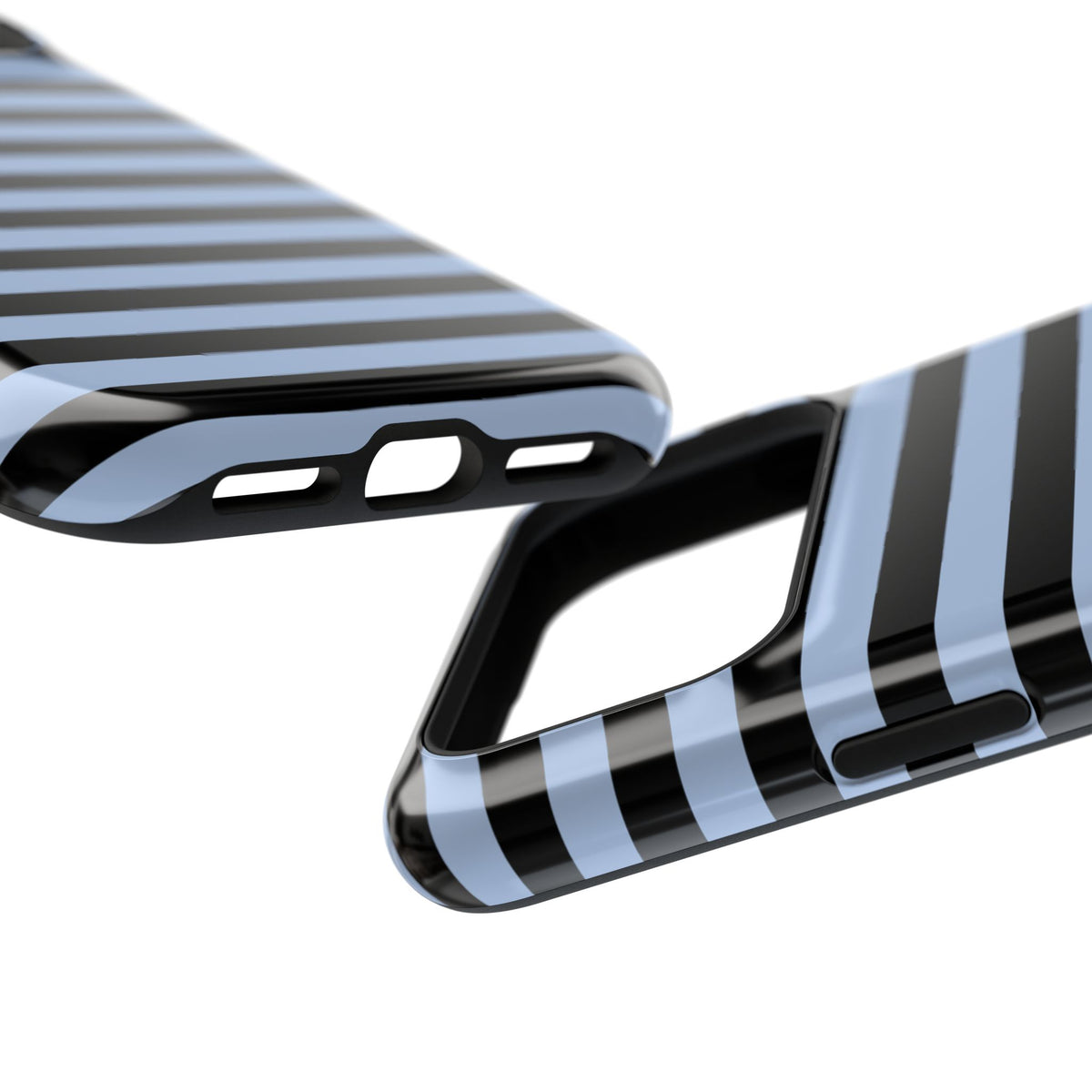 Faded Blue and Black Stripes MagSafe Tough iPhone Case