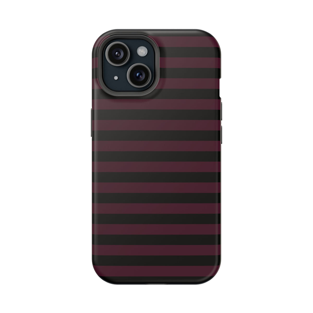 Burgundy and Black Stripes MagSafe Tough iPhone Case