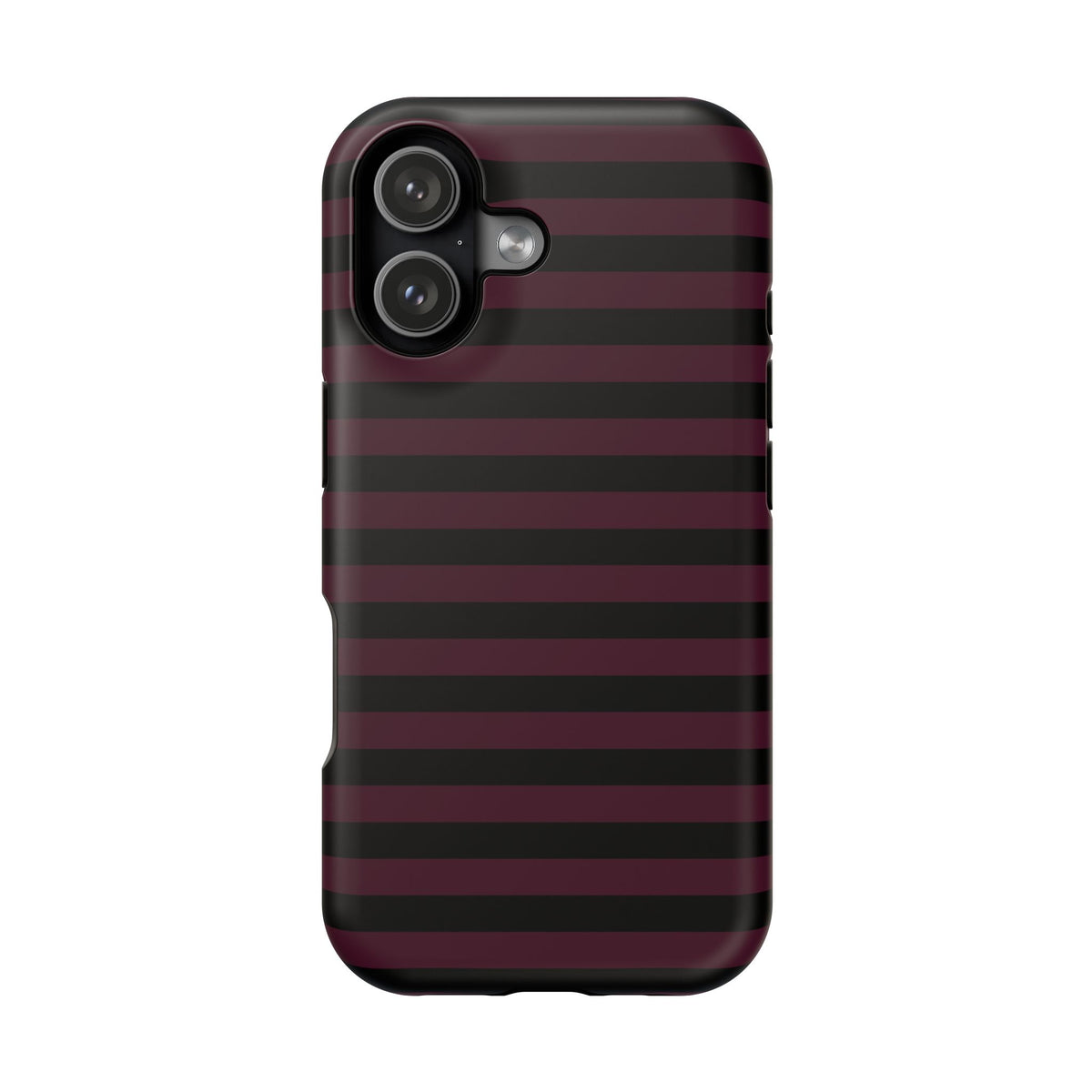 Burgundy and Black Stripes MagSafe Tough iPhone Case