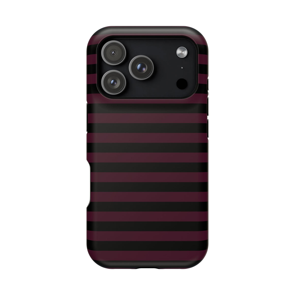 Burgundy and Black Stripes MagSafe Tough iPhone Case
