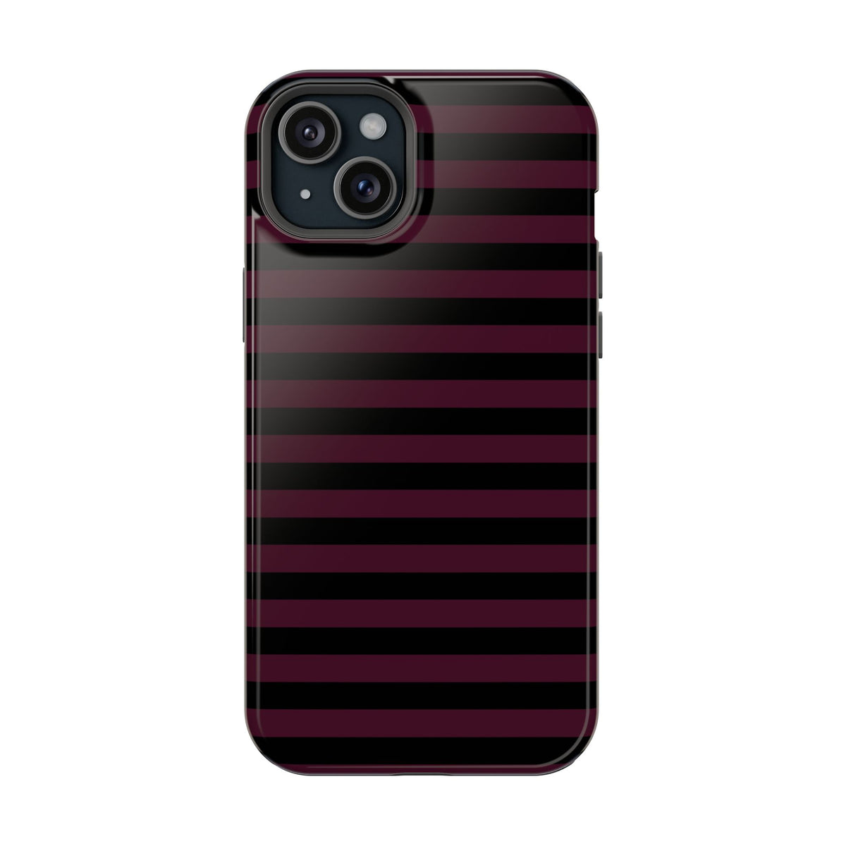 Burgundy and Black Stripes MagSafe Tough iPhone Case