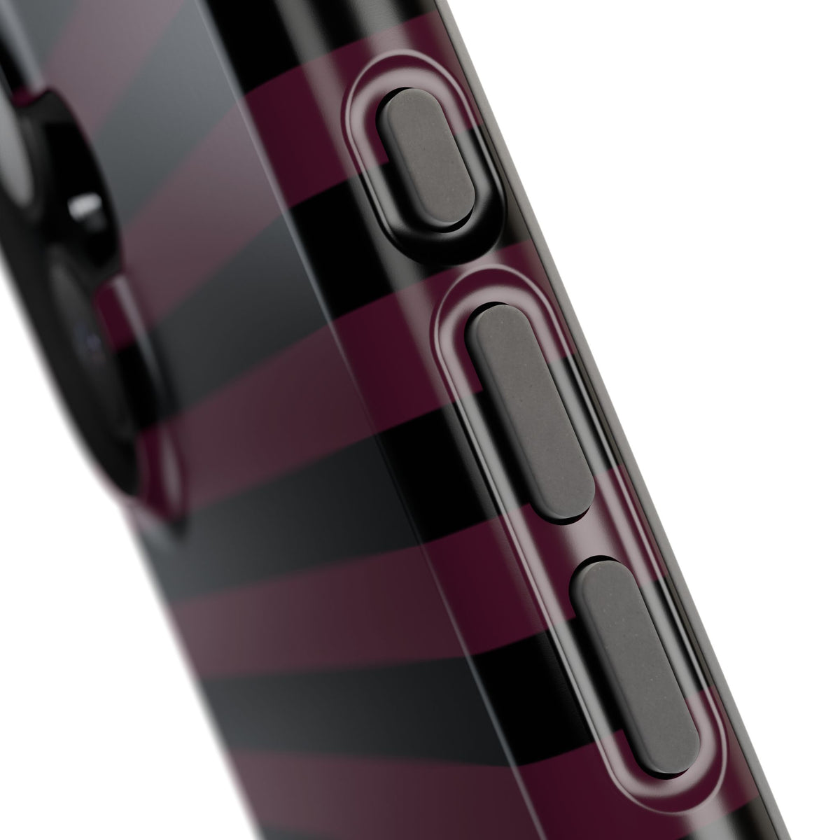 Burgundy and Black Stripes MagSafe Tough iPhone Case