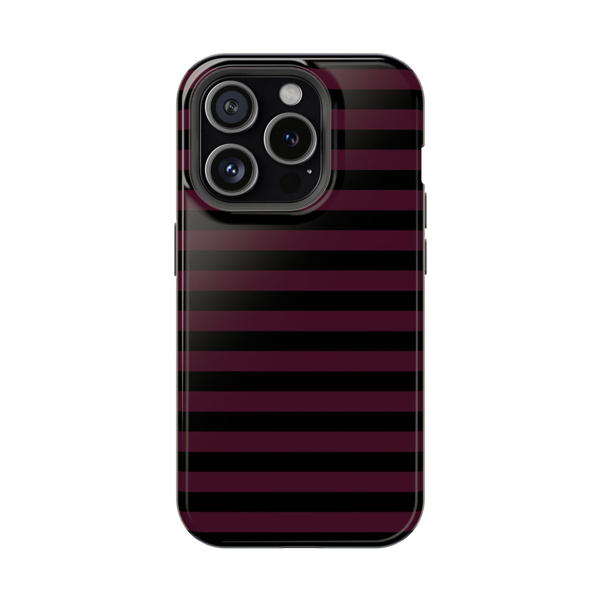 Burgundy and Black Stripes MagSafe Tough iPhone Case