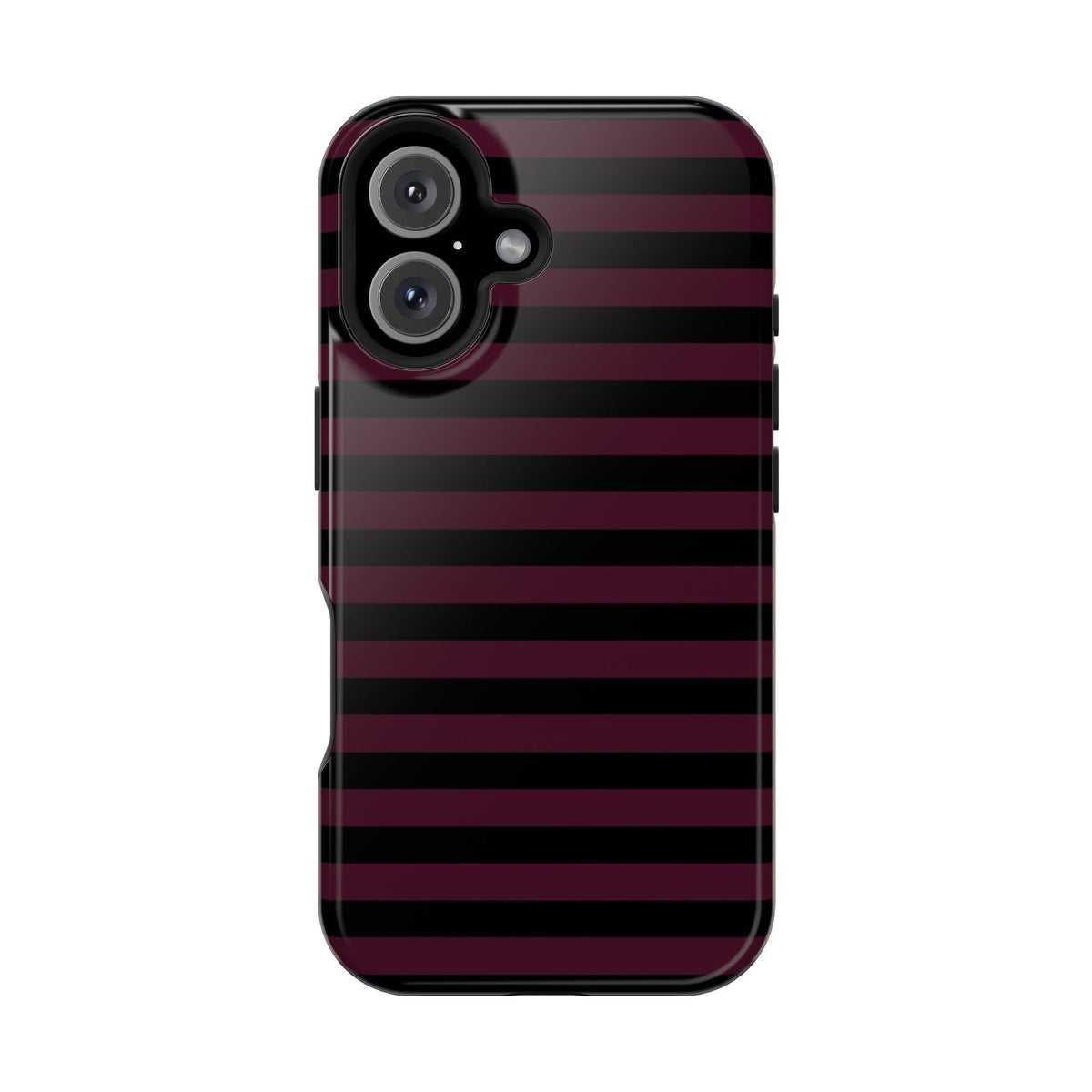 Burgundy and Black Stripes MagSafe Tough iPhone Case