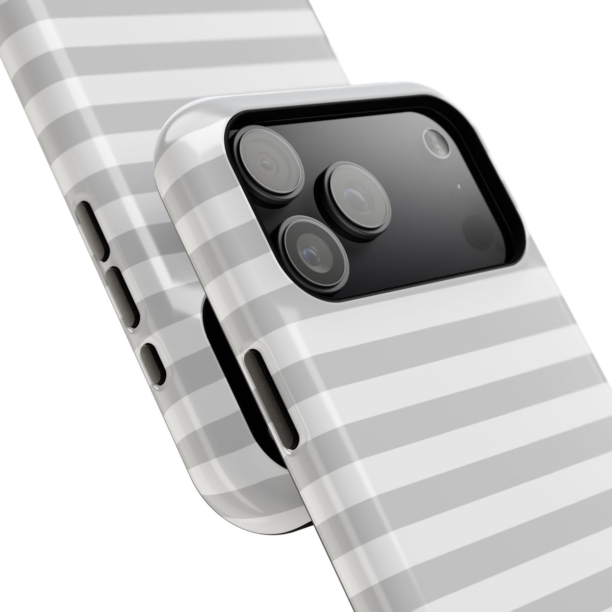 White and Grey Stripes MagSafe Tough iPhone Case
