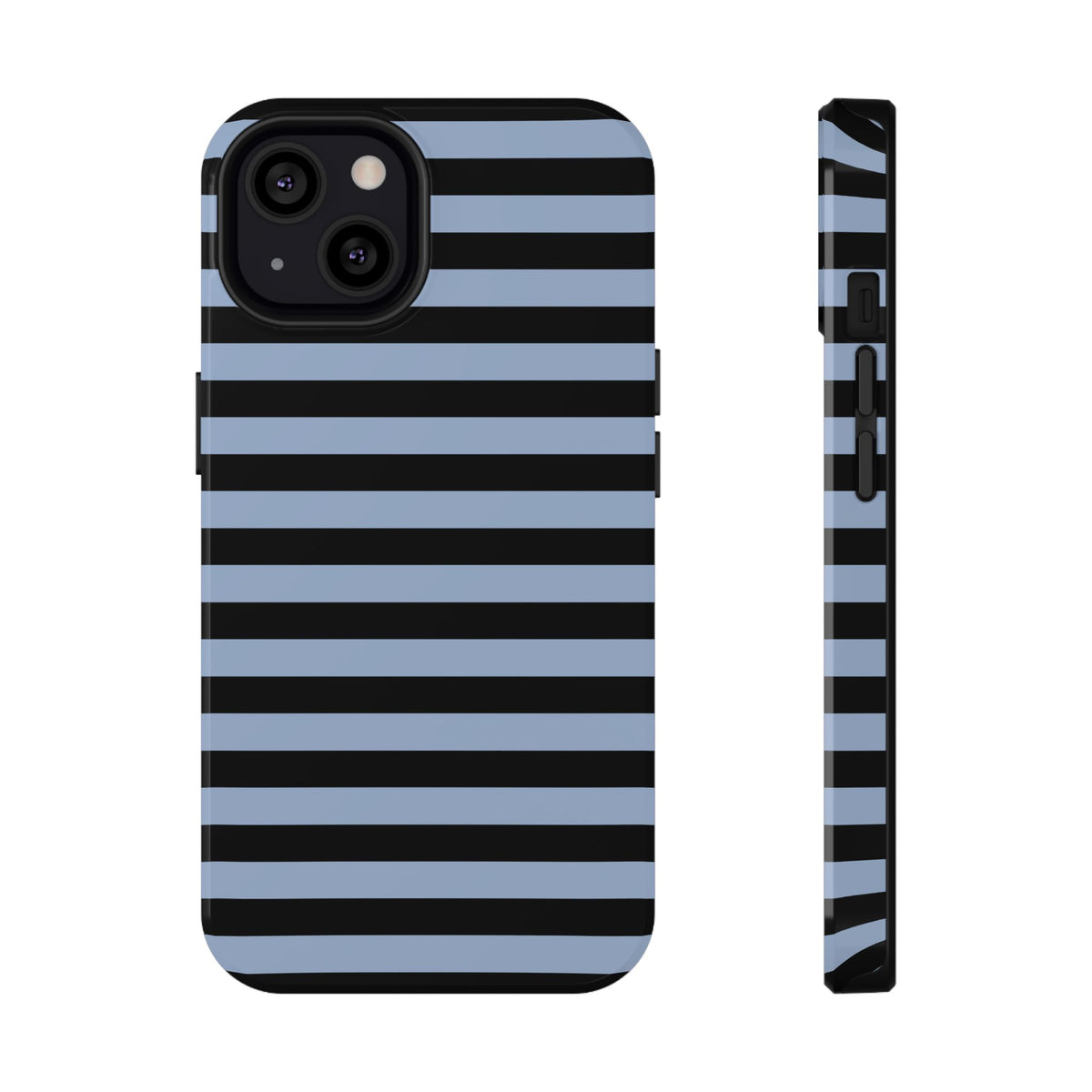 Faded Blue and Black Stripes MagSafe Tough iPhone Case