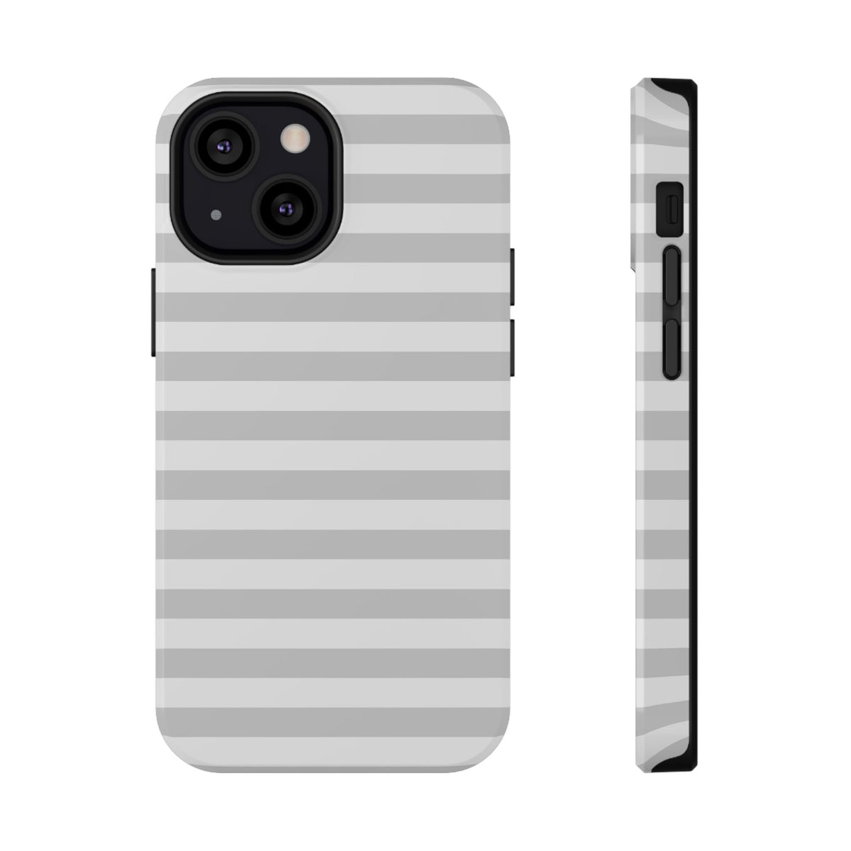 White and Grey Stripes MagSafe Tough iPhone Case
