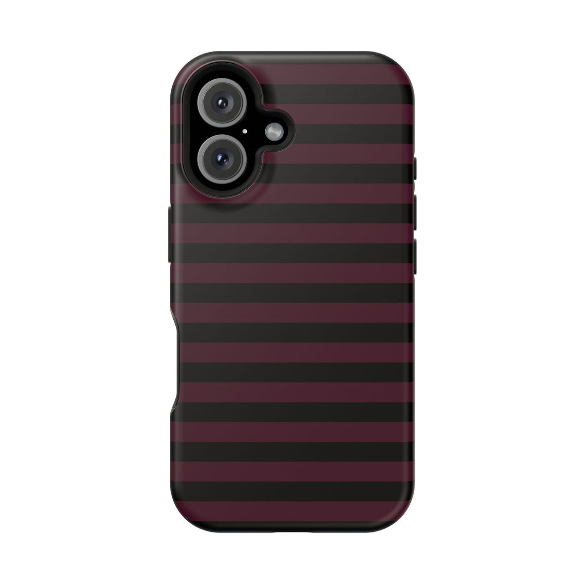 Burgundy and Black Stripes MagSafe Tough iPhone Case