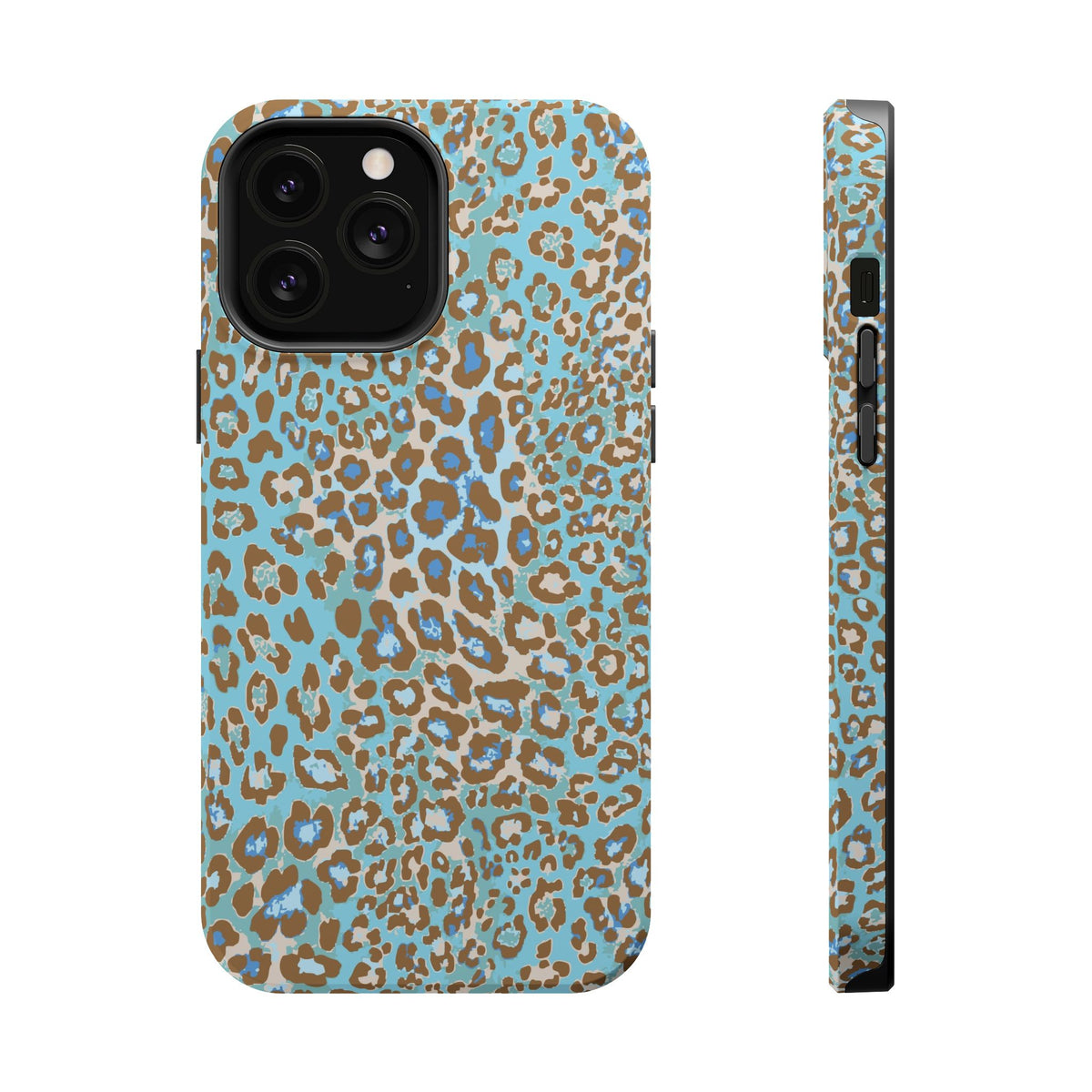 Faded Blue Leopard MagSafe Tough iPhone Case