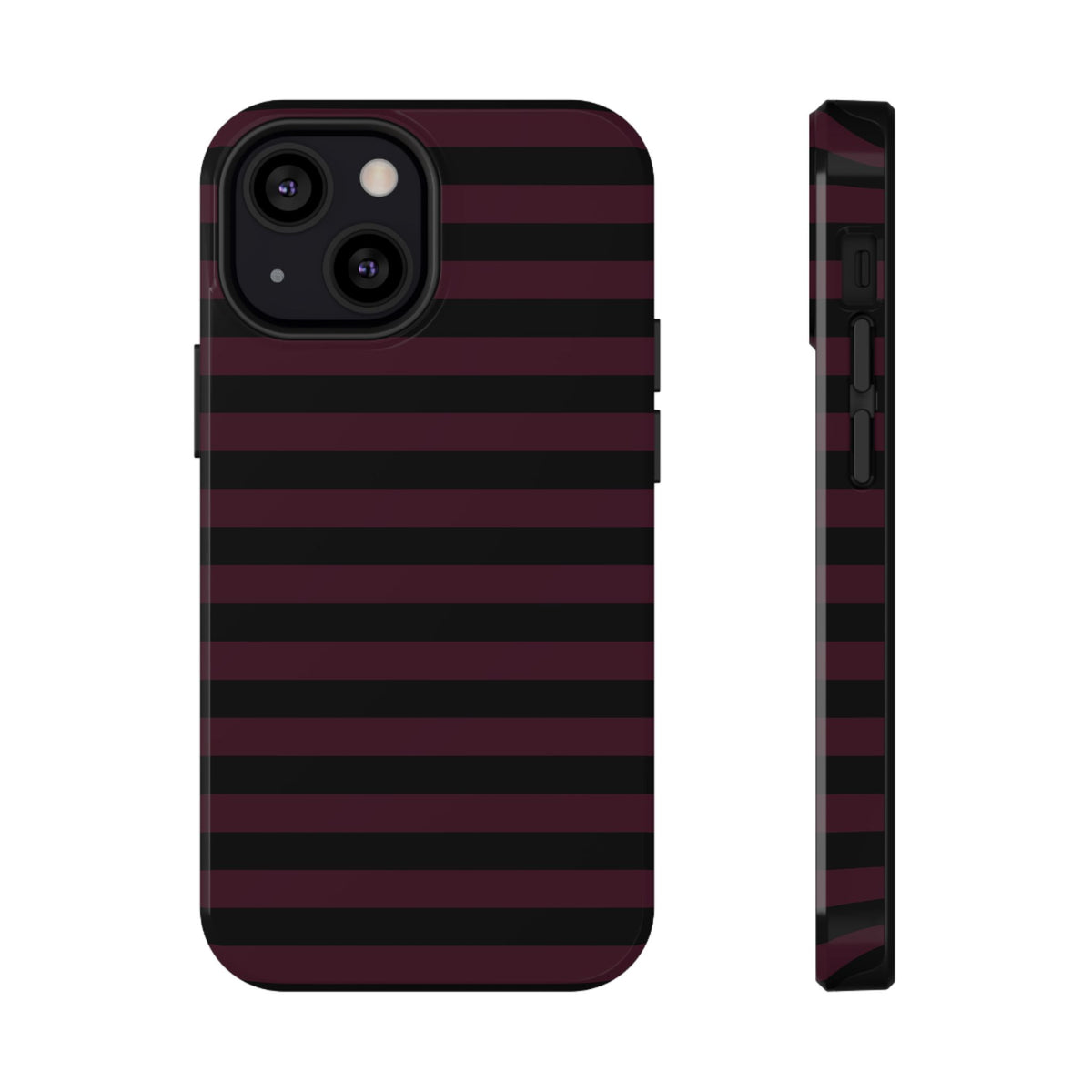 Burgundy and Black Stripes MagSafe Tough iPhone Case