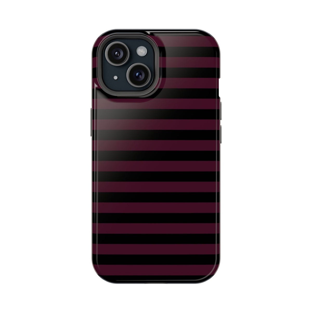 Burgundy and Black Stripes MagSafe Tough iPhone Case