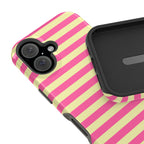 Yellow and Pink Stripes Tough iPhone Case