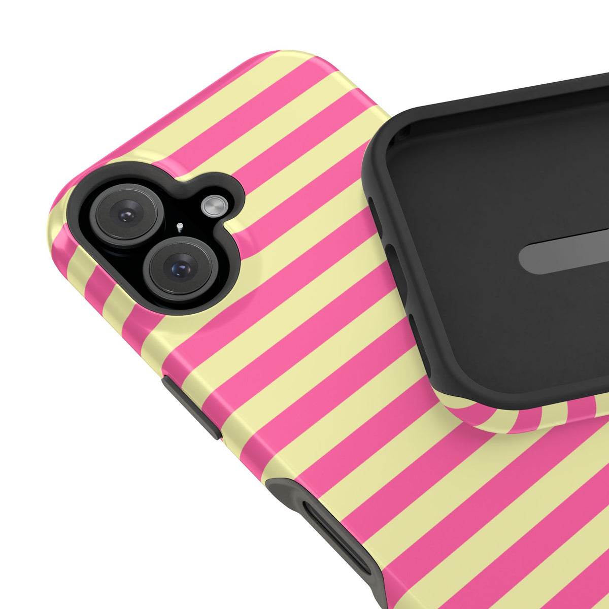 Yellow and Pink Stripes Tough iPhone Case