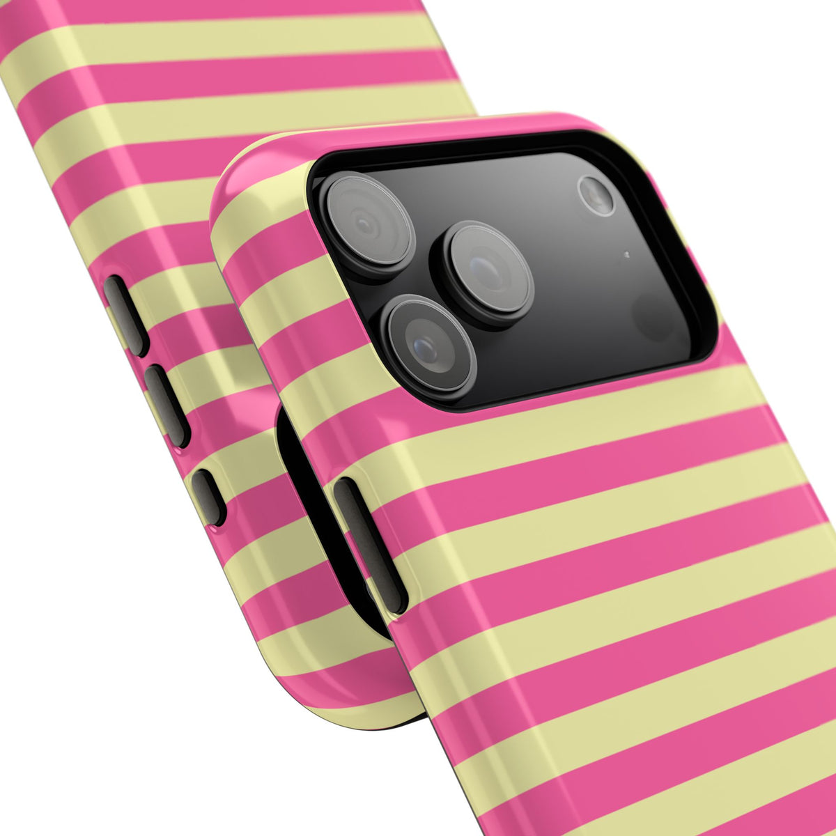 Yellow and Pink Stripes Tough iPhone Case