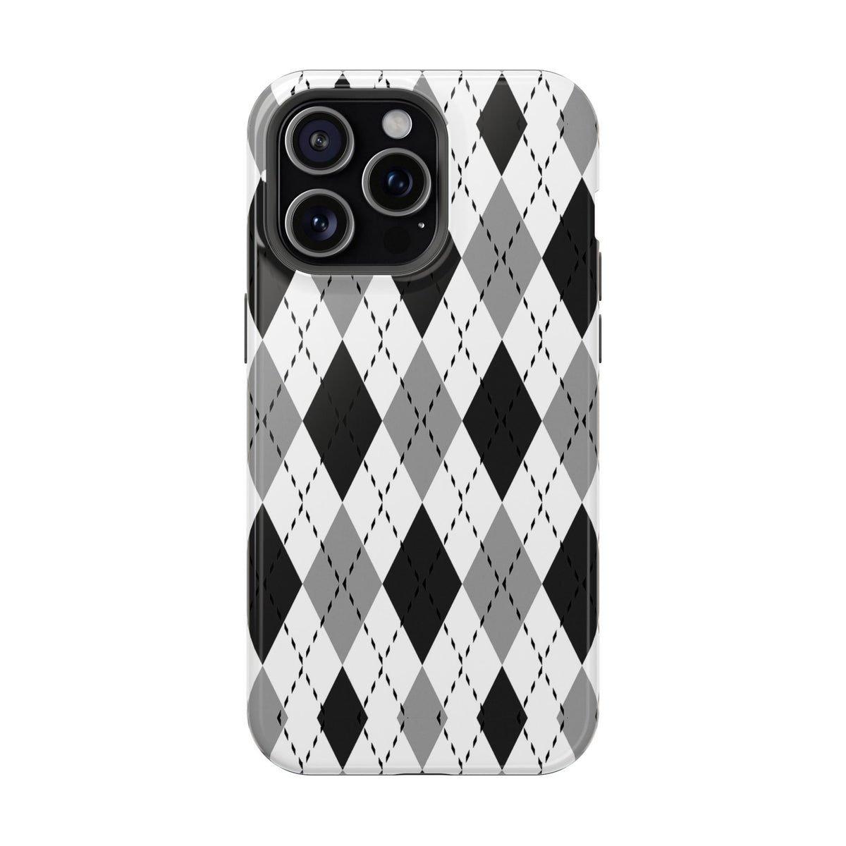 Monochrome Argyle MagSafe Tough iPhone Case