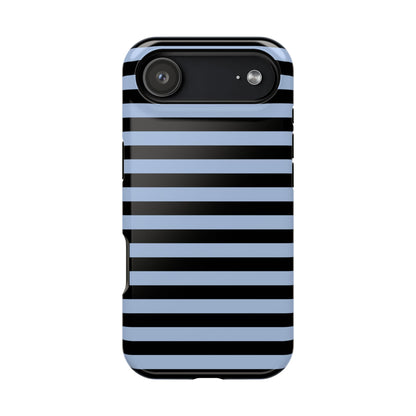 Faded Blue and Black Stripes MagSafe Tough iPhone Case