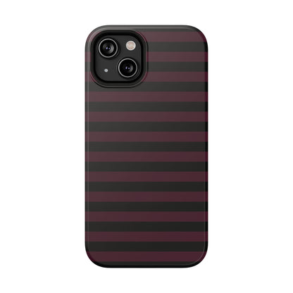 Burgundy and Black Stripes MagSafe Tough iPhone Case