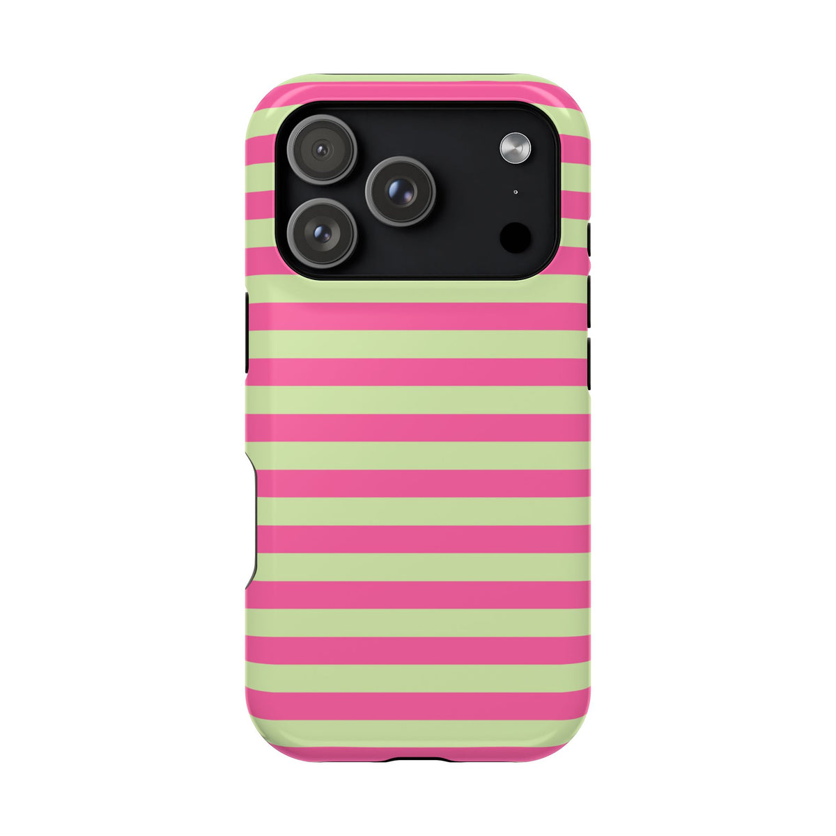 Pink and Green Stripes Tough iPhone Case