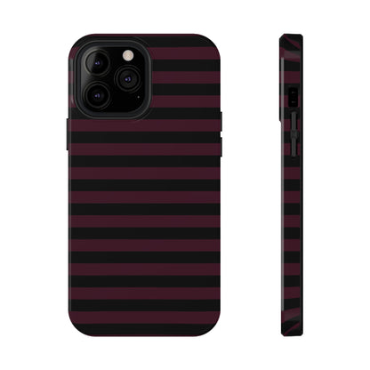 Burgundy and Black Stripes MagSafe Tough iPhone Case