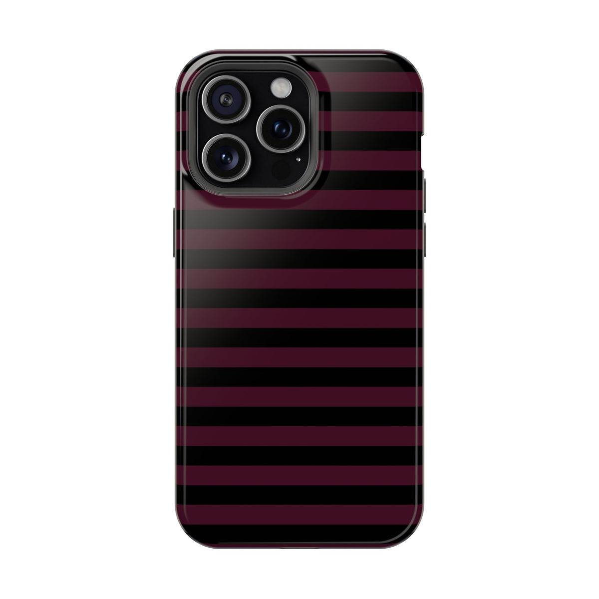 Burgundy and Black Stripes MagSafe Tough iPhone Case