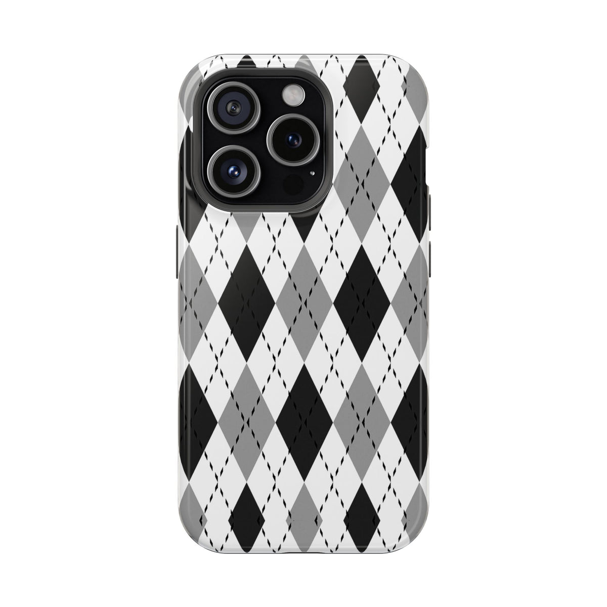 Monochrome Argyle MagSafe Tough iPhone Case