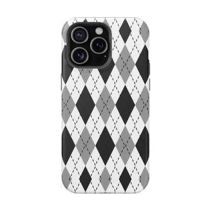 Monochrome Argyle MagSafe Tough iPhone Case