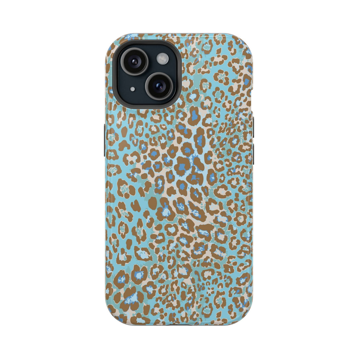 Faded Blue Leopard MagSafe Tough iPhone Case