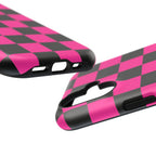 Pink Grid Tough iPhone Case