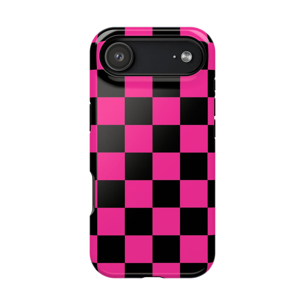 Pink Grid Tough iPhone Case