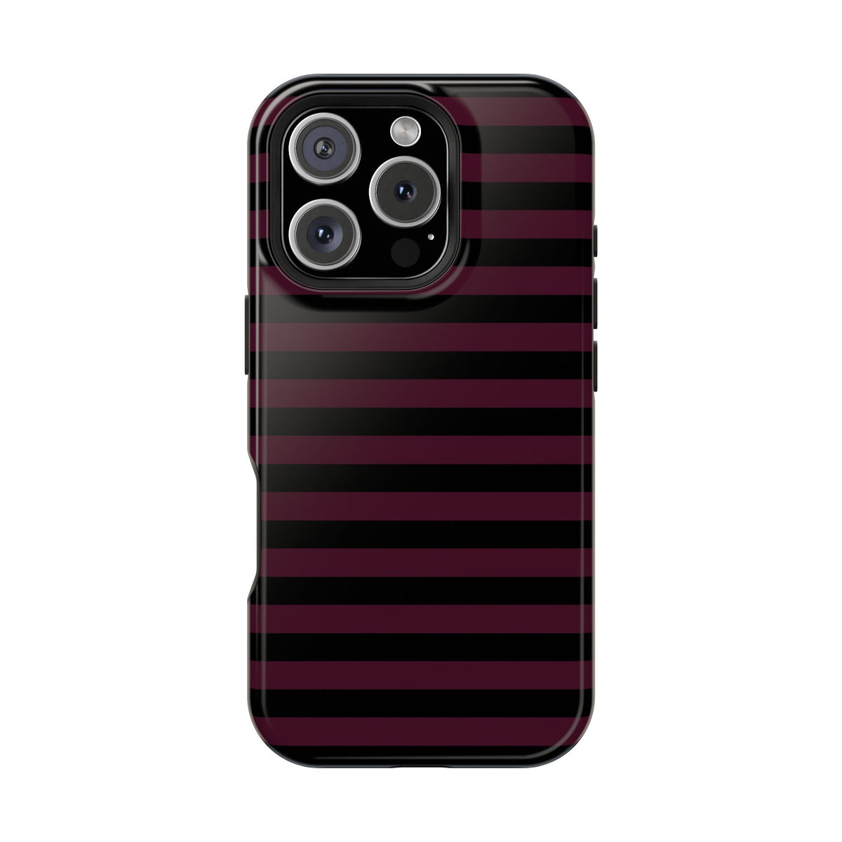 Burgundy and Black Stripes MagSafe Tough iPhone Case