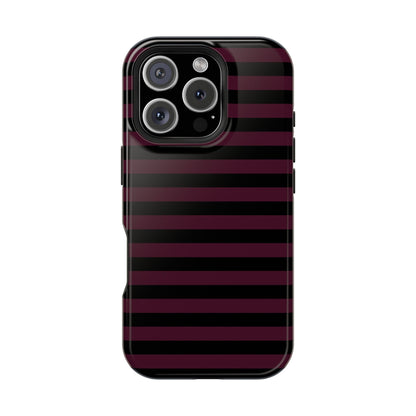 Burgundy and Black Stripes MagSafe Tough iPhone Case