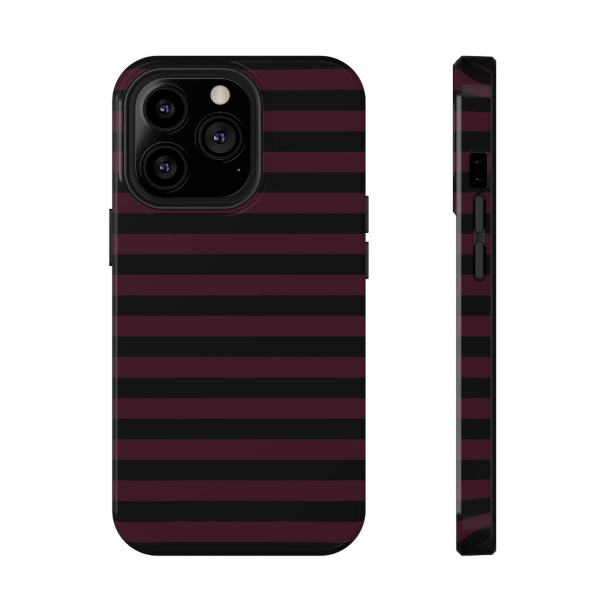 Burgundy and Black Stripes MagSafe Tough iPhone Case