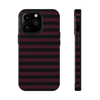 Burgundy and Black Stripes MagSafe Tough iPhone Case