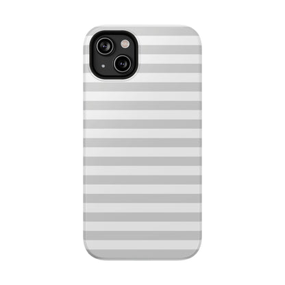 White and Grey Stripes MagSafe Tough iPhone Case