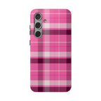 Pink Plaid Tough Samsung Case