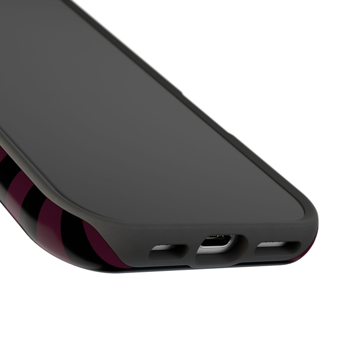 Burgundy and Black Stripes MagSafe Tough iPhone Case