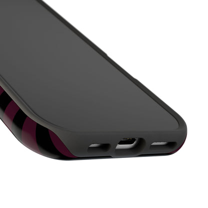 Burgundy and Black Stripes MagSafe Tough iPhone Case