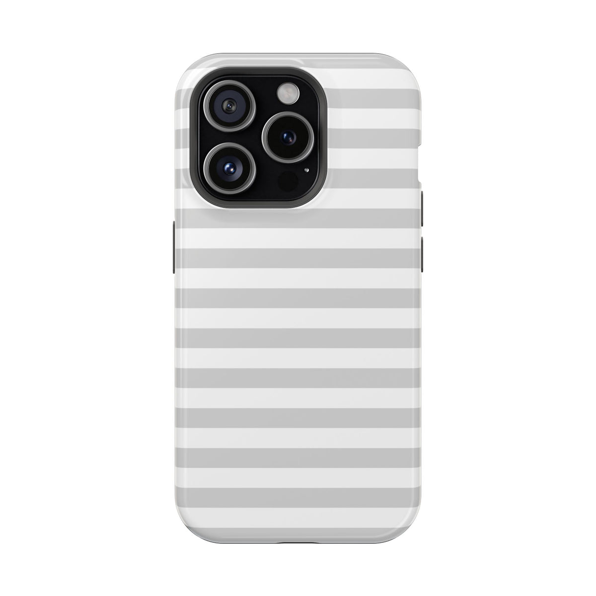 White and Grey Stripes MagSafe Tough iPhone Case
